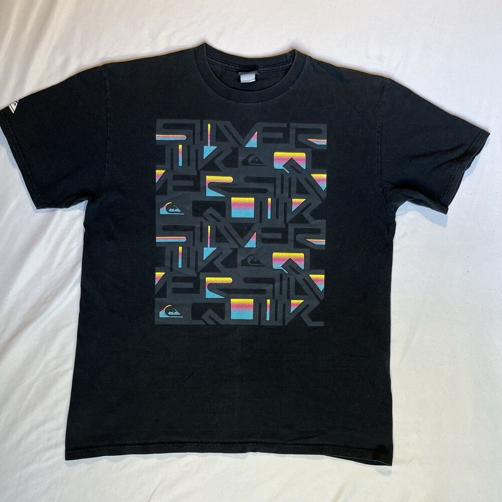 Vintage Y2K Quiksilver Surf Wear Graphic Logo Grunge T-Shirt Sz L